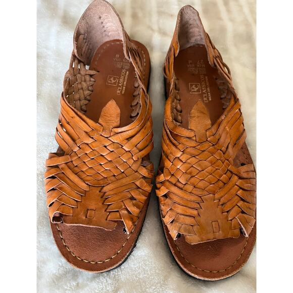 Mens Size 8 Rustic Leather Huarache Sandals - Picture 1 of 7